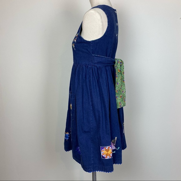 Embroidered Denim Jumper Dress - Picture 6 of 15